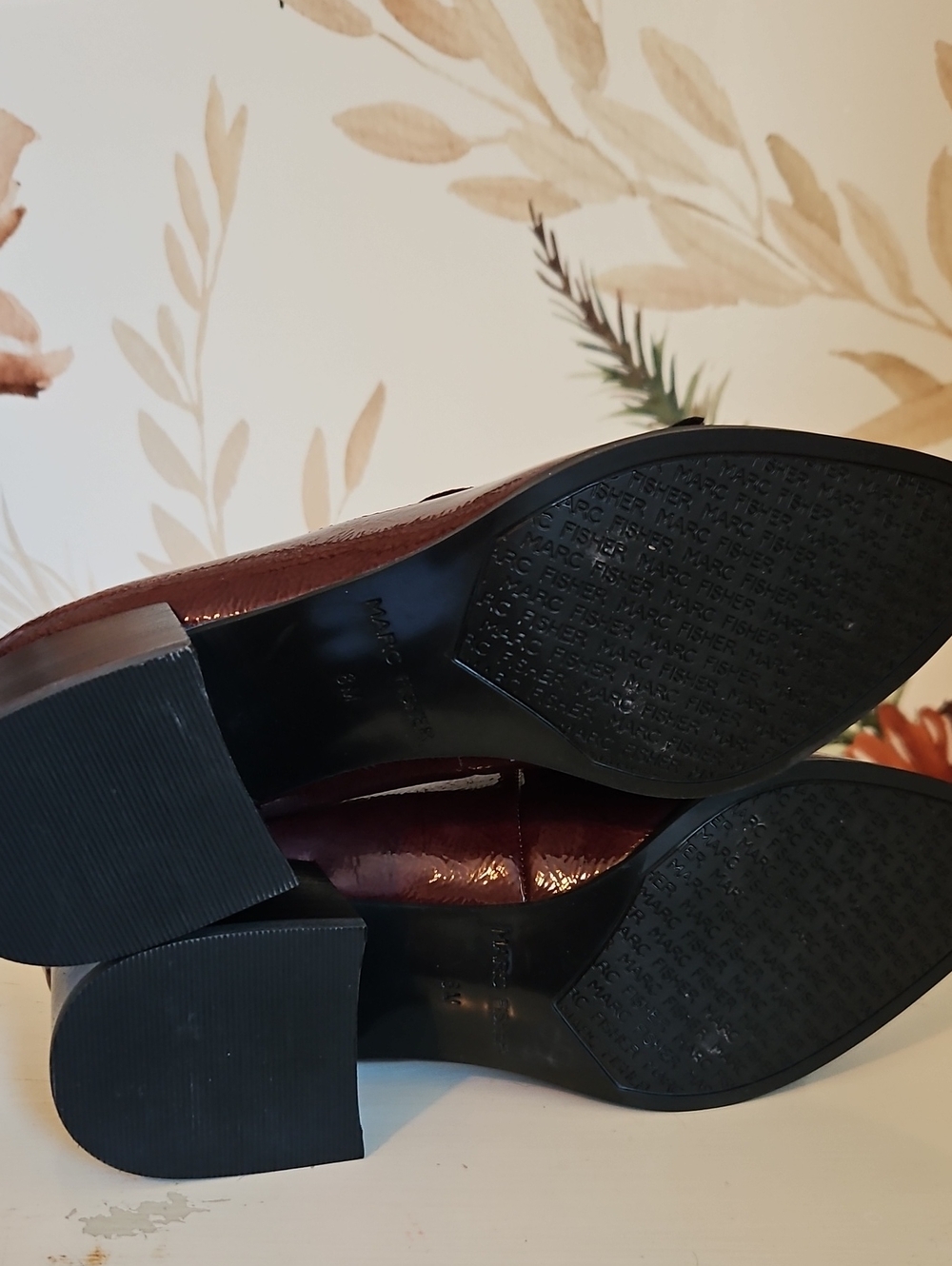 Marc Fisher Patent Tassel Heeled Loafers, aroon Oxblood, 8 - Picture 7 of 10